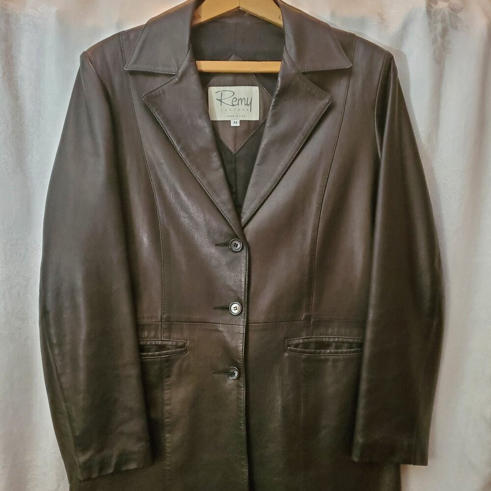 Leather Coat By Remy Sz M